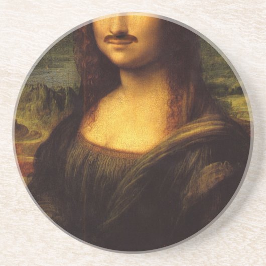 mona lisa mustache zandsteen onderzetter (Voorkant)