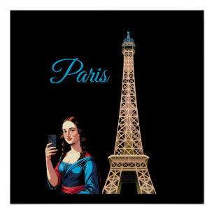 MONA LISA NEEMT SELFIE SURREALISTISCH PARIJS PERFECT POSTER