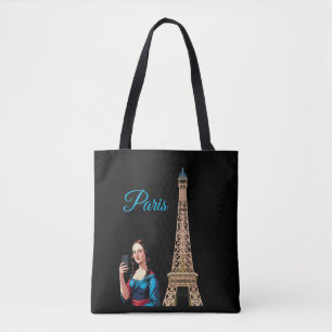 MONA LISA NEEMT SELFIE SURREALISTISCH PARIS TOTE BAG