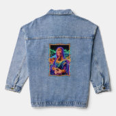 Mona Lisa Neon Licht Portret Ontwerp Denim Jacket (Achterkant)