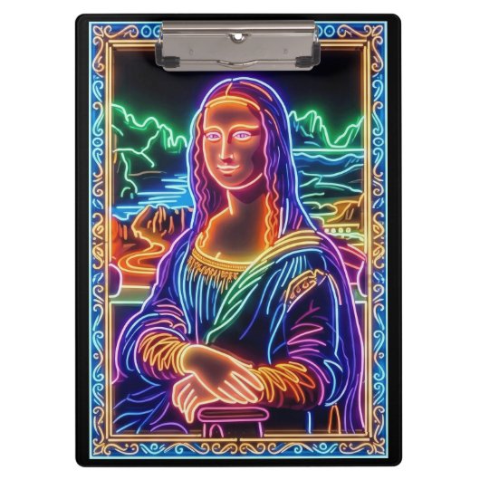 Mona Lisa Neon Licht Portret Ontwerp Klembord (Voorkant)