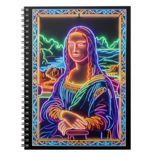 Mona Lisa Neon Licht Portret Ontwerp Notitieboek
