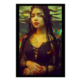 Mona Lisa of een sexy onderwater vampier Perfect Poster