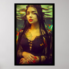 Mona Lisa of een sexy onderwatervampier Poster