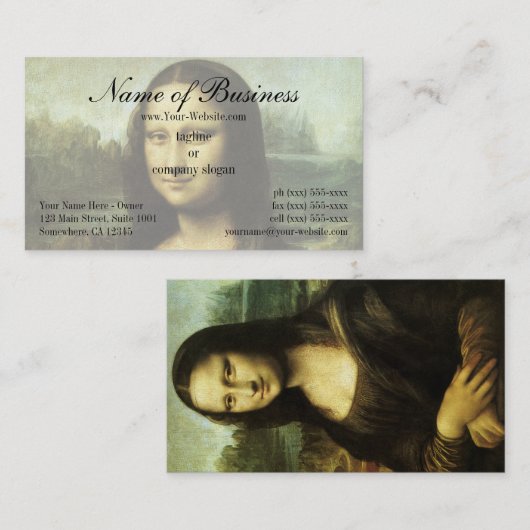 Mona Lisa (ook bekend als La Gioconda) door Leonar Visitekaartje (Voorkant / Achterkant)