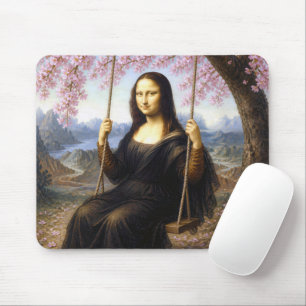 Mona Lisa op een Schommel in Kersenbloesem Muismat