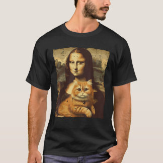 Mona Lisa Orange Cat Funny GInger Painting Women M T-shirt