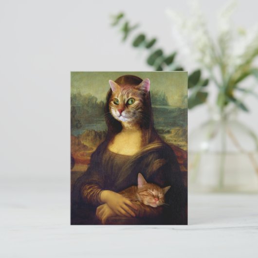 Mona Lisa Oranje Cat Briefkaart (Staand voorkant)