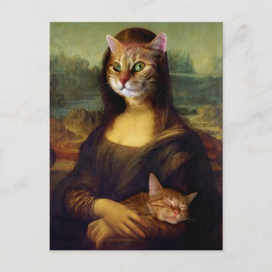 Mona Lisa Oranje Cat Briefkaart (Voorkant)