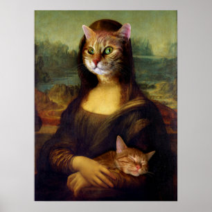 Mona Lisa Oranje Cat Poster