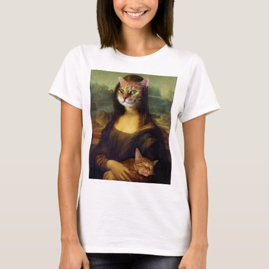 Mona Lisa Oranje Cat T-shirt (Voorkant)