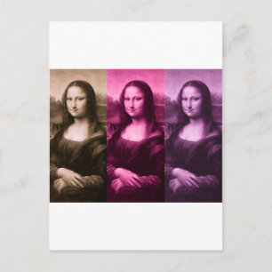 Mona Lisa Paarse roze chocolade Briefkaart