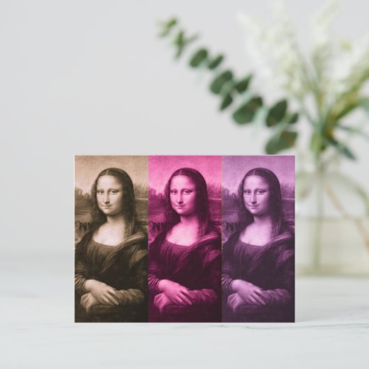 Mona Lisa Paarse roze chocolade Briefkaart (Staand voorkant)