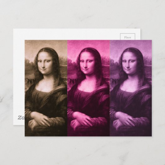 Mona Lisa Paarse roze chocolade Briefkaart (Voorkant / Achterkant)
