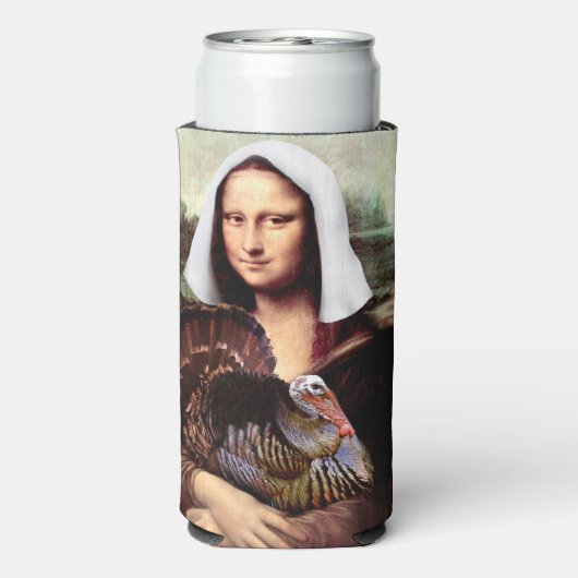 Mona Lisa Pilgrim Thanksgiving Seltzer Blikjeskoeler (Seltzer Achterkant)