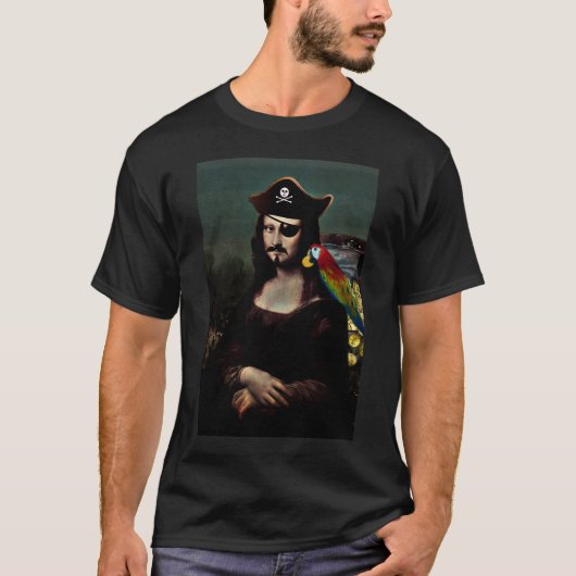Mona Lisa Pirate Kapitein Met Mustache T-shirt (Voorkant)