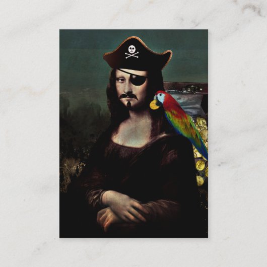 Mona Lisa Pirate Kapitein Met Mustache Visitekaartje (Voorkant)