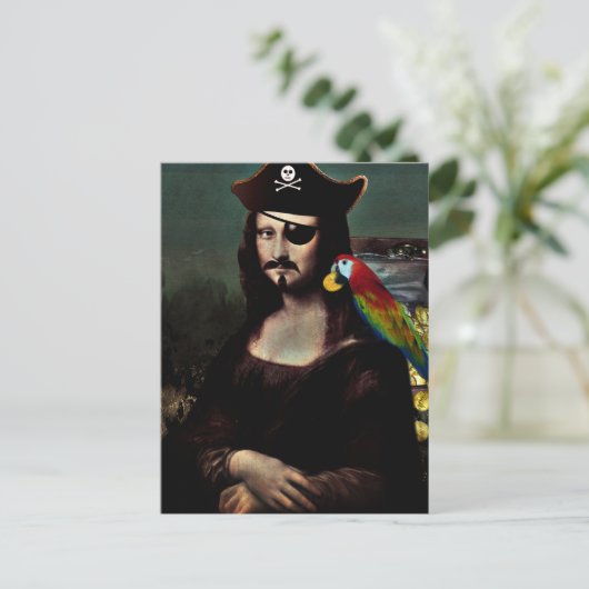Mona Lisa Pirate met Mustache Briefkaart (Staand voorkant)