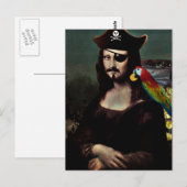Mona Lisa Pirate met Mustache Briefkaart (Voorkant / Achterkant)