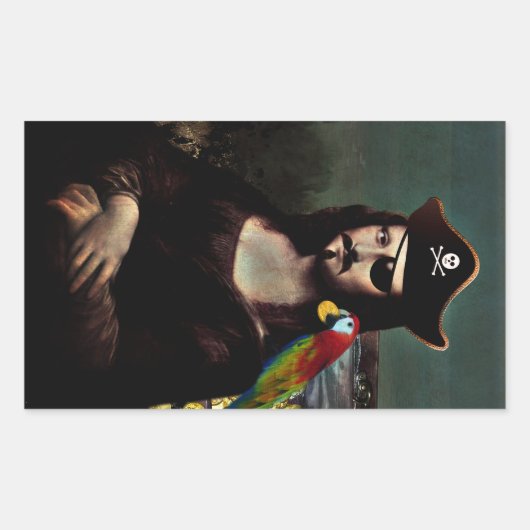 Mona Lisa Pirate met Mustache Rechthoekige Sticker (Voorkant)