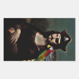 Mona Lisa Pirate met Mustache Rechthoekige Sticker