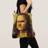 Mona Lisa pixel art Leonardo da Vinci, La Gioconda Tote Bag (Dichtbij)