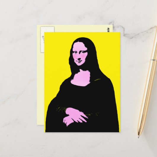 Mona Lisa Pop Art  Briefkaart (Voorkant / Achterkant in situ)