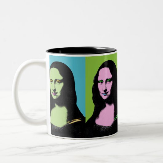 Mona Lisa - Pop Art Style Tweekleurige Koffiemok (Links)