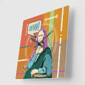 Mona Lisa Popart Vierkante Klok (Hoek)