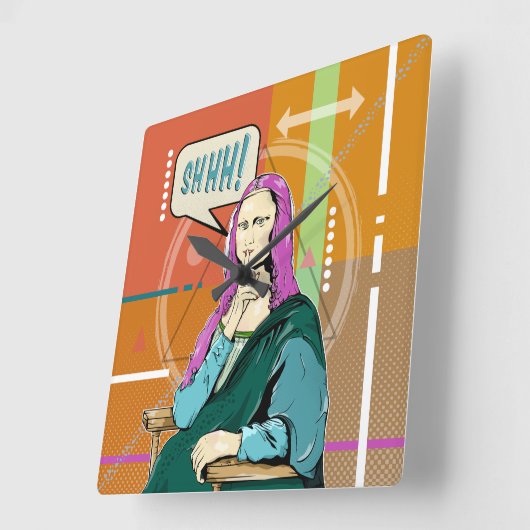 Mona Lisa Popart Vierkante Klok (Hoek)