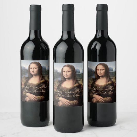 Mona Lisa Portrait Fancy Custom Text Wijn Etiket (Flessen)
