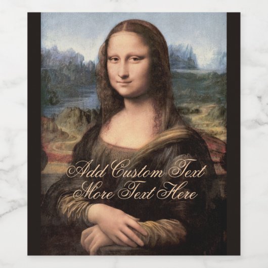 Mona Lisa Portrait Fancy Custom Text Wijn Etiket (Enkel label)