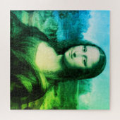 Mona Lisa Portrait | Groen blauw Legpuzzel (Horizontaal)