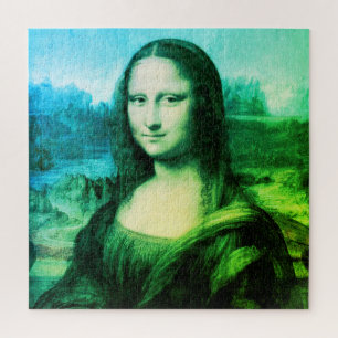 Mona Lisa Portrait   Groen blauw Legpuzzel