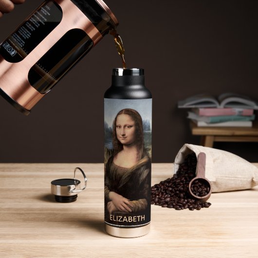 Mona Lisa Portrait Schilderen Naam Waterflesje toe Waterfles (Koffie)