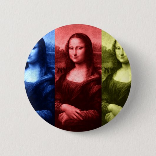 Mona Lisa Primaire kleuren Ronde Button 5,7 Cm (Voorkant)