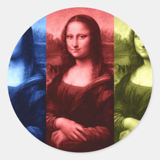Mona Lisa Primaire kleuren Ronde Sticker (Voorkant)
