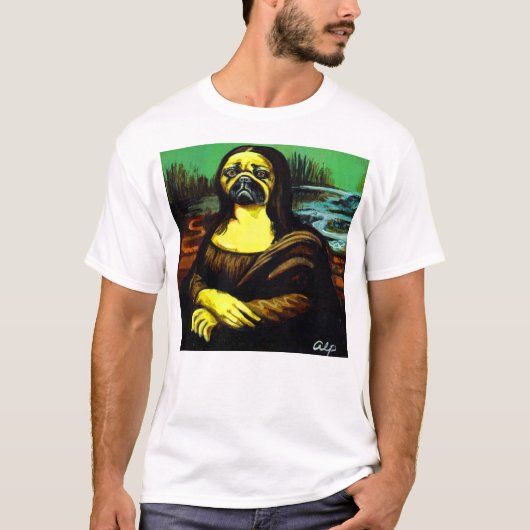 Mona-Lisa-Pug $22,95 T-shirt (Voorkant)