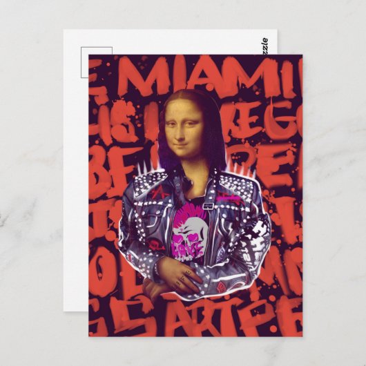 Mona Lisa Punk Art Briefkaart (Voorkant / Achterkant)