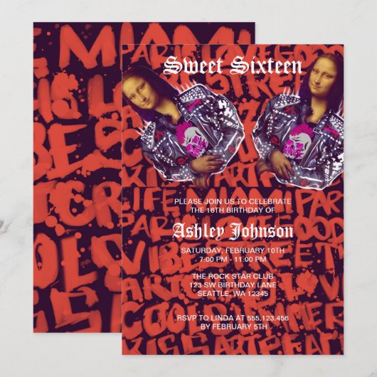 Mona Lisa Punk Art Kaart (Voorkant / Achterkant)