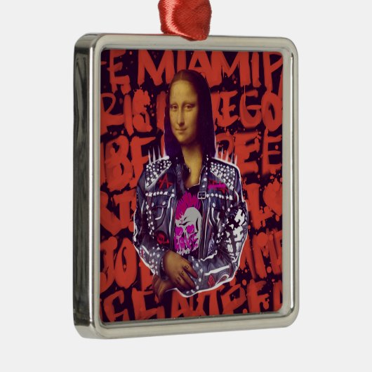 Mona Lisa Punk Art Metalen Ornament (Rechts)