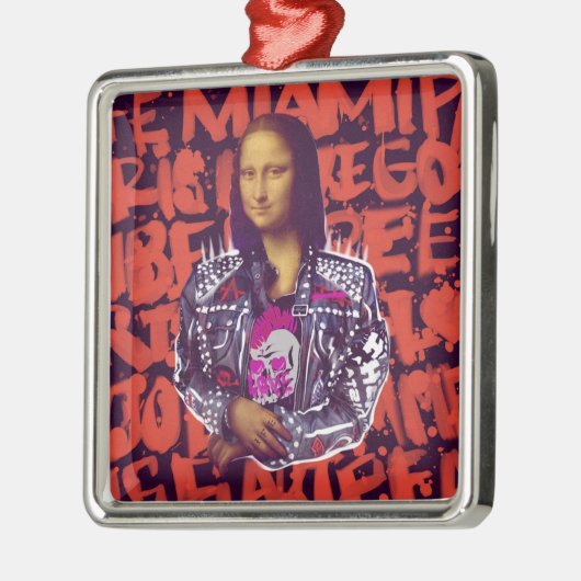 Mona Lisa Punk Art Metalen Ornament (Links)