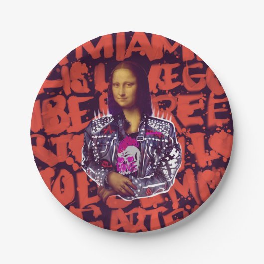 Mona Lisa Punk Art Papieren Bordje (Voorkant)