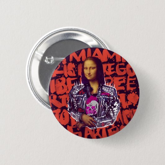 Mona Lisa Punk Art Ronde Button 5,7 Cm (Voorkant /achterkant)
