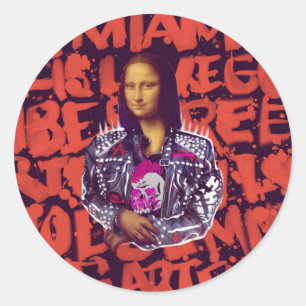 Mona Lisa Punk Art Ronde Sticker