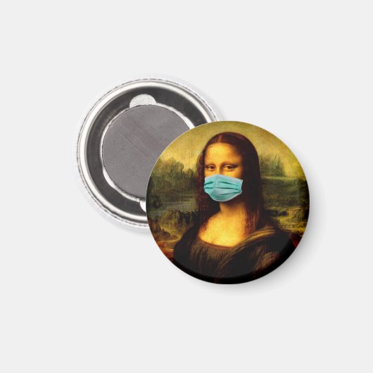 Mona lisa quarantined with a bandage for the face. magneet (Voorkant / Achterkant)