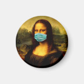 Mona lisa quarantined with a bandage for the face. magneet (Voorkant)