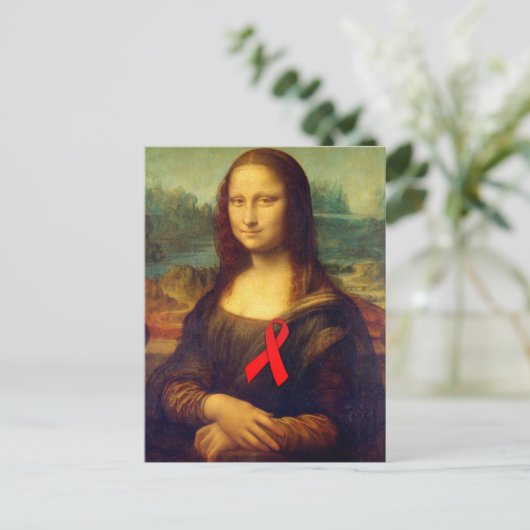 Mona Lisa Red Ribbon Briefkaart (Staand voorkant)