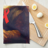 Mona Lisa Red Ribbon Theedoek (Quarter Fold)