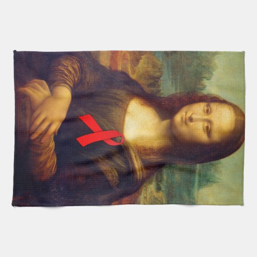 Mona Lisa Red Ribbon Theedoek (Horizontaal)